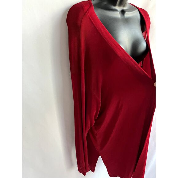 Vintage Touch of Class Clothing Slinky Red Cardigan Plus Size 2X/3X Open Acetate - Picture 3 of 9